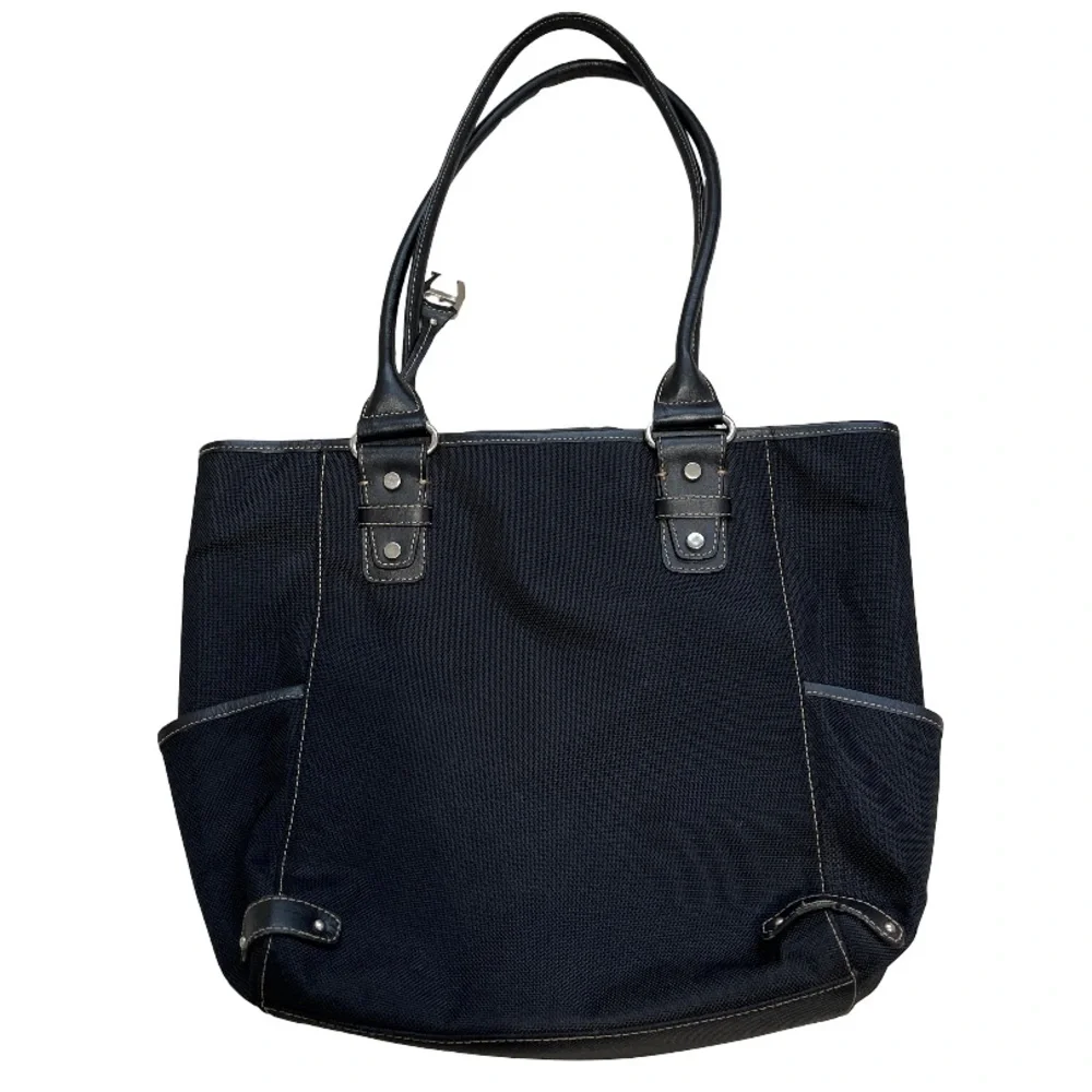Etienne Aigner Elegant Black Canvas Tote Bag